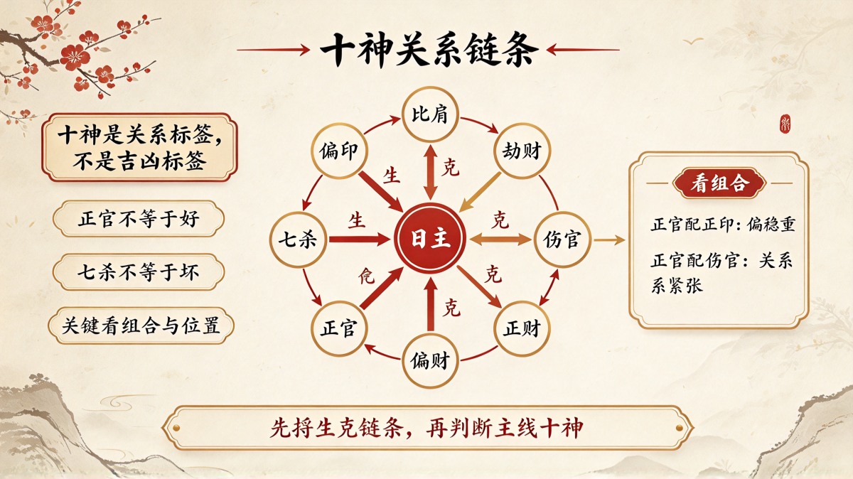 十神是关系标签，不是吉凶标签