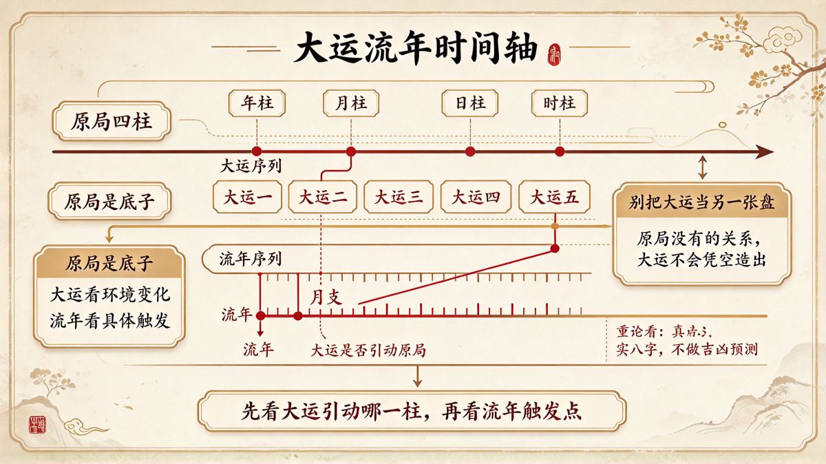 大运流年是时间轴，不是第二张命盘
